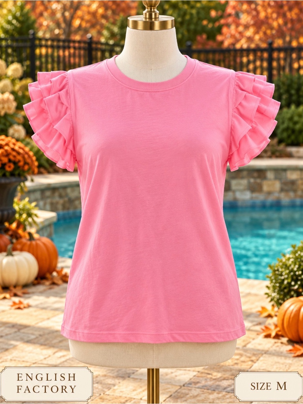 English Factory Pink Ruffle-Sleeve Tee